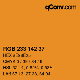 Color code: RGB 233 142 37 | qconv.com