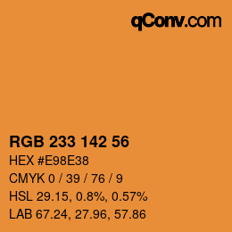 Color code: RGB 233 142 56 | qconv.com