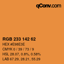 Color code: RGB 233 142 62 | qconv.com
