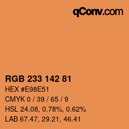 Color code: RGB 233 142 81 | qconv.com