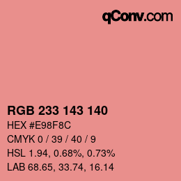 Color code: RGB 233 143 140 | qconv.com