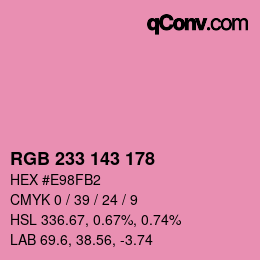 Color code: RGB 233 143 178 | qconv.com