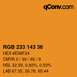 Color code: RGB 233 143 36 | qconv.com