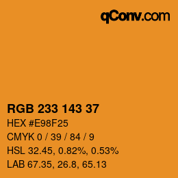Color code: RGB 233 143 37 | qconv.com