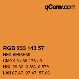 Color code: RGB 233 143 57 | qconv.com