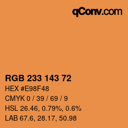 Color code: RGB 233 143 72 | qconv.com