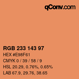 Color code: RGB 233 143 97 | qconv.com