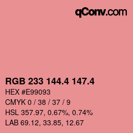 カラーコード: RGB 233 144.4 147.4 | qconv.com
