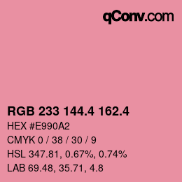 カラーコード: RGB 233 144.4 162.4 | qconv.com