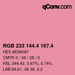 カラーコード: RGB 233 144.4 167.4 | qconv.com