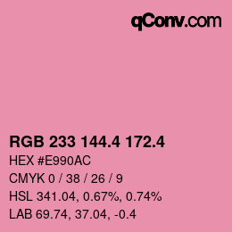 カラーコード: RGB 233 144.4 172.4 | qconv.com