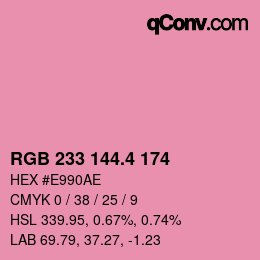 カラーコード: RGB 233 144.4 174 | qconv.com