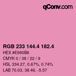 カラーコード: RGB 233 144.4 182.4 | qconv.com
