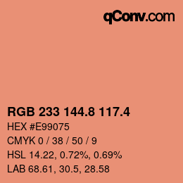 カラーコード: RGB 233 144.8 117.4 | qconv.com