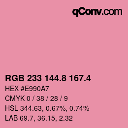 カラーコード: RGB 233 144.8 167.4 | qconv.com
