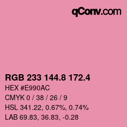カラーコード: RGB 233 144.8 172.4 | qconv.com