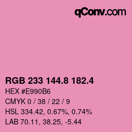カラーコード: RGB 233 144.8 182.4 | qconv.com