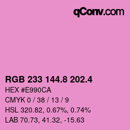 カラーコード: RGB 233 144.8 202.4 | qconv.com