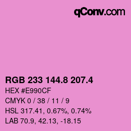 カラーコード: RGB 233 144.8 207.4 | qconv.com