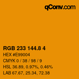 Color code: RGB 233 144.8 4 | qconv.com