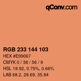 Color code: RGB 233 144 103 | qconv.com