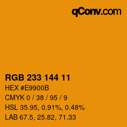 Color code: RGB 233 144 11 | qconv.com