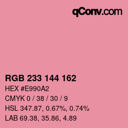 Color code: RGB 233 144 162 | qconv.com