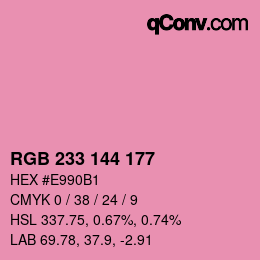 Farbcode: RGB 233 144 177 | qconv.com