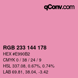 Código de color: RGB 233 144 178 | qconv.com