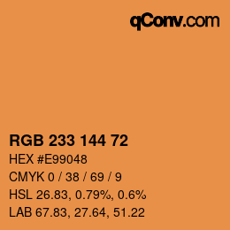 Color code: RGB 233 144 72 | qconv.com