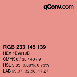 Color code: RGB 233 145 139 | qconv.com