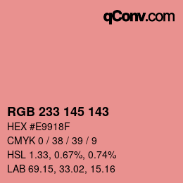 Color code: RGB 233 145 143 | qconv.com