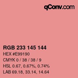 Color code: RGB 233 145 144 | qconv.com