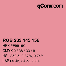 Color code: RGB 233 145 156 | qconv.com