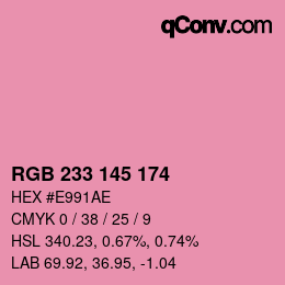 Color code: RGB 233 145 174 | qconv.com