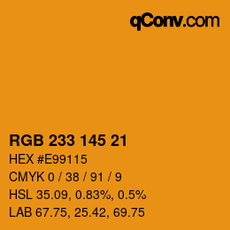 Color code: RGB 233 145 21 | qconv.com