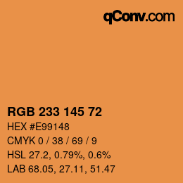 Color code: RGB 233 145 72 | qconv.com