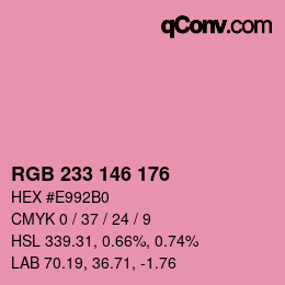 Color code: RGB 233 146 176 | qconv.com