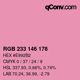 Color code: RGB 233 146 178 | qconv.com