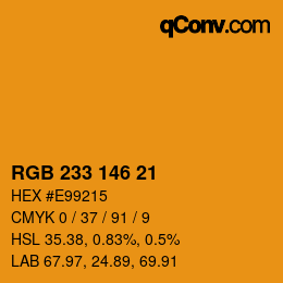 Color code: RGB 233 146 21 | qconv.com