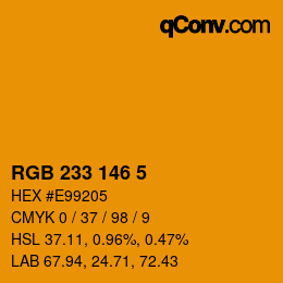 Color code: RGB 233 146 5 | qconv.com