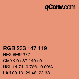 Color code: RGB 233 147 119 | qconv.com