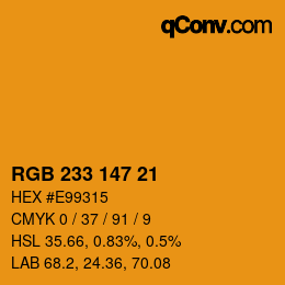 Color code: RGB 233 147 21 | qconv.com