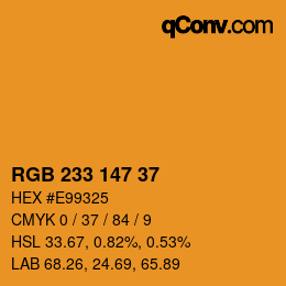 Color code: RGB 233 147 37 | qconv.com