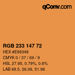 Color code: RGB 233 147 72 | qconv.com