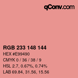 Color code: RGB 233 148 144 | qconv.com