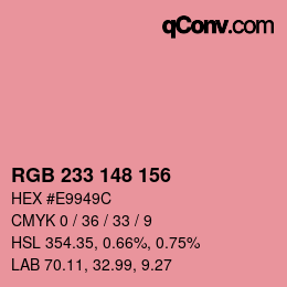 Color code: RGB 233 148 156 | qconv.com