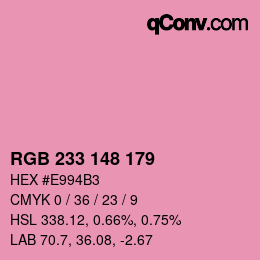 Color code: RGB 233 148 179 | qconv.com