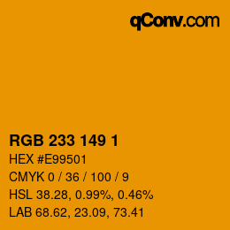 Color code: RGB 233 149 1 | qconv.com