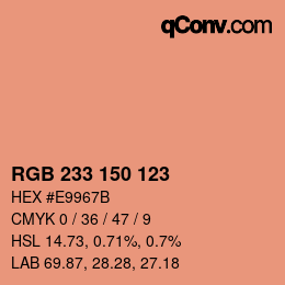 Color code: RGB 233 150 123 | qconv.com
